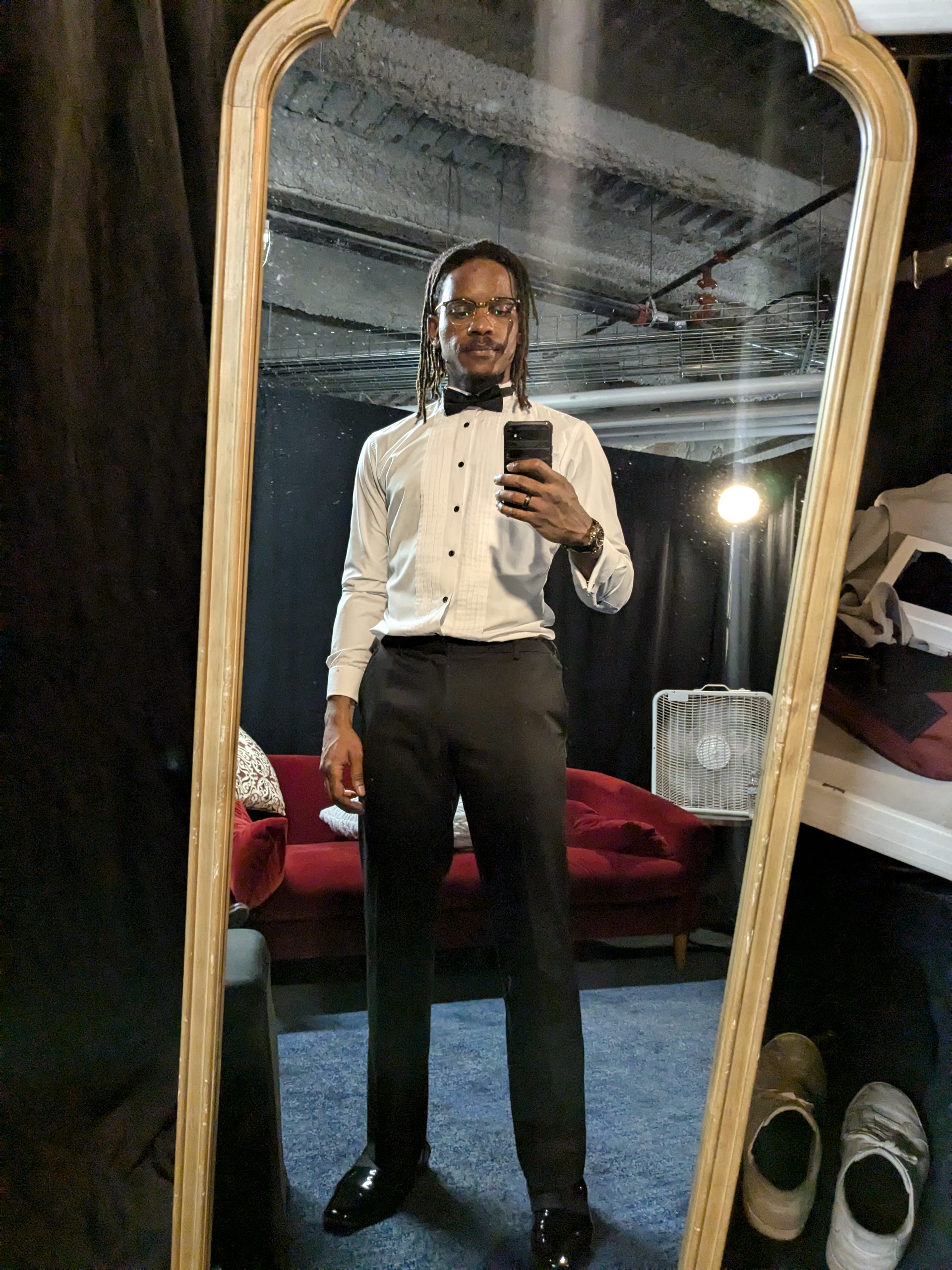 Rahmaan Phillip backstage before a performance.